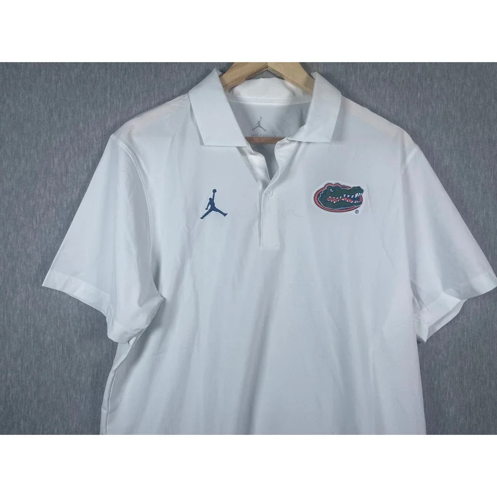 NWT Nike Jordan Florida Gators Mens Medium White Dri-FIT On Field Polo Shirt